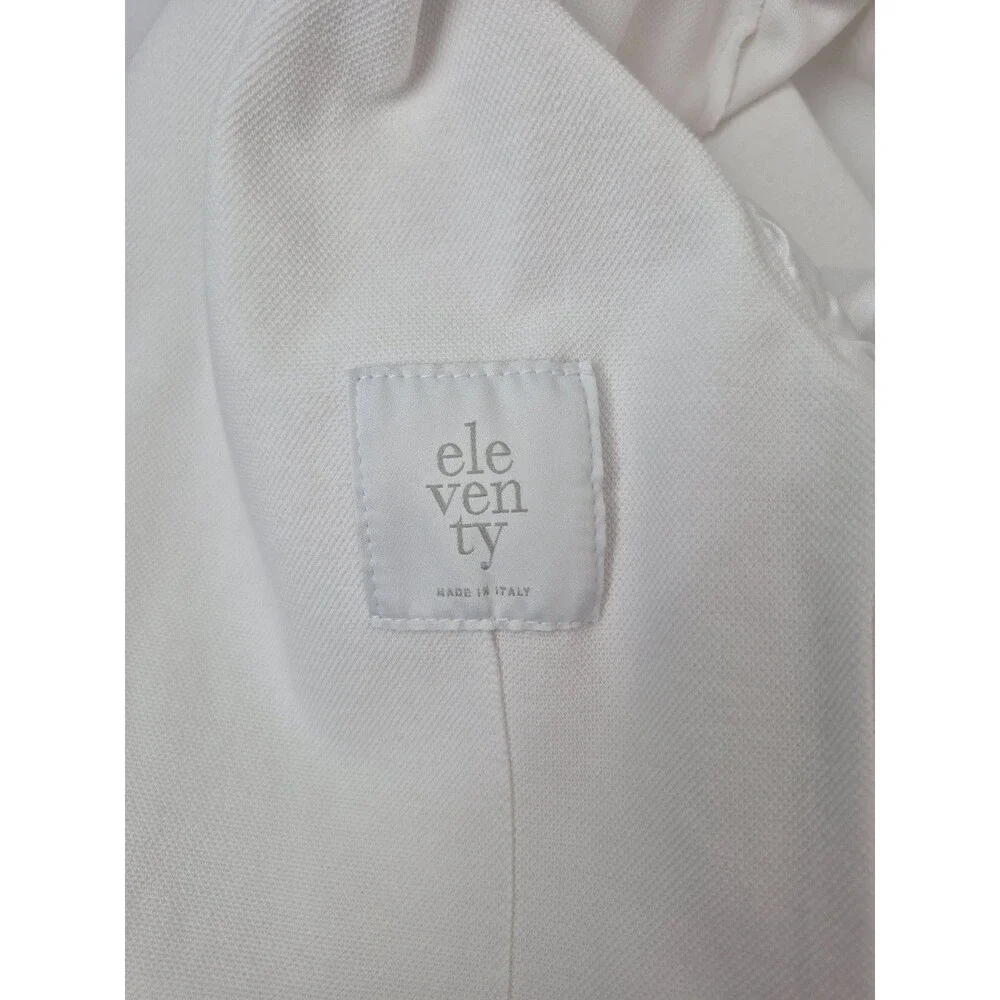 Eleventy Women's White Single Breasted Cotton Blend Blazer Size 0 - Picture 4 of 5